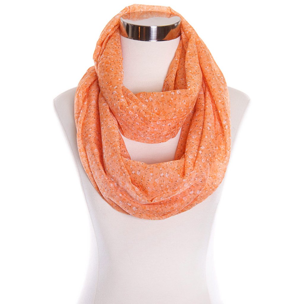 Small Flower Pattern Print Solid Infinity Scarf